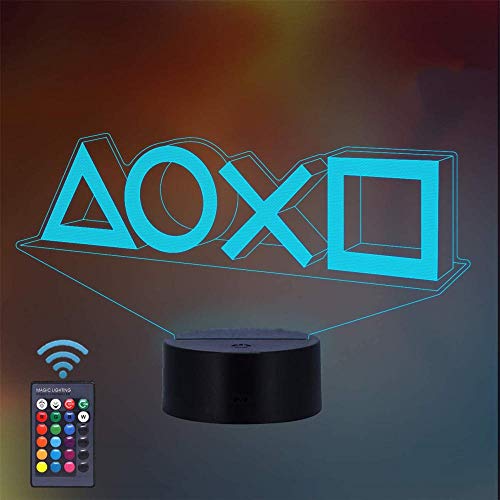 Playstation Icon3D - Lámpara de ilusión (16 colores, con luz LED de acrílico, para decoración del hogar, cargador USB, juguetes geniales, ideas para cumpleaños, vacaciones, Navidad para bebé