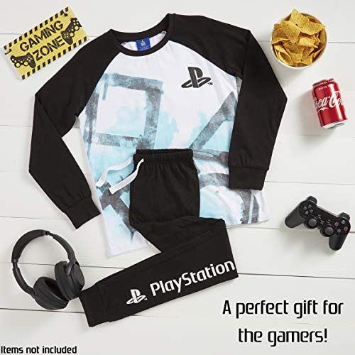 PlayStation Pijama Niño, Pijamas Niños con Pantalon Negro y Camiseta de Manga Larga, Ropa Niño de Dormir 100% Algodon, Regalos para Niños y Adolescentes Edad 7 a 15 Años (7-8 años)