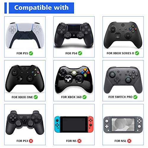 PlayVital Agarres para el Pulgar para PS5 para PS4 Xbox Series X/S Xbox One Xbox One X/S Switch Pro Control Caps Tapas de Joysticks con 3 Alturas de Convexo y Cóncavo(Grano de Diamante&Grieta-Blanco)