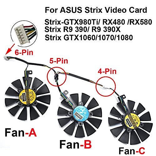 PLD09210S12HH Ventilador de Refrigeración de Repuesto Graphics Card Fan para ASUS STRIX R9 390 X 390 RX 480 RX 580 GTX 980 Ti 1060 1070 1080 Gaming Graphic Card (Fan-A(6pin))