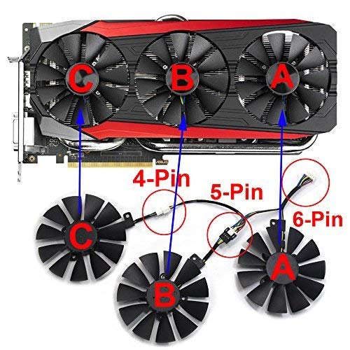 PLD09210S12HH Ventilador de Refrigeración de Repuesto Graphics Card Fan para ASUS STRIX R9 390 X 390 RX 480 RX 580 GTX 980 Ti 1060 1070 1080 Gaming Graphic Card (Fan-A(6pin))