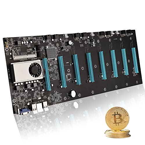 PNGOS BTC-S37 Minería Placa Base,Mining Machine Motherboard Compatible con DDR3 SODIMM VGA + HDMI 8 * PCIE 16X Tarjeta Gráfica Placa Base Compatible con Bitcoin Ethereum