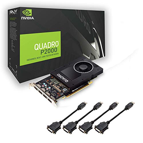 PNY NVIDIA Quadro P2000 - Tarjeta gráfica profesional (4 unidades, 5 GB, GDDR5, PCI Express), color negro