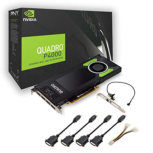 PNY Tarjeta gráfica profesional Quadro P4000 de 8 GB GDDR5 PCI Express 3.0 x16, doble ranura, 4x DisplayPort, compatibilidad con 5K, ventilador activo ultrasilencioso