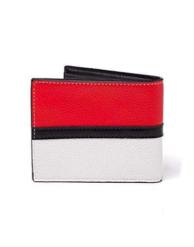 PoKéMoN Billetera Pokemon-Pokeball Bifold para Hombre, Rojo, Blanco y Negro, estándar