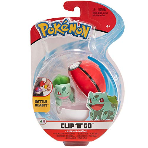 Pokemon Clip 'N' Go Bulbasaur y Poké Ball | Contiene 1 Figura de 5 cm y 1 Poké Ball | Nueva Ola 2021 | Licencia Oficial
