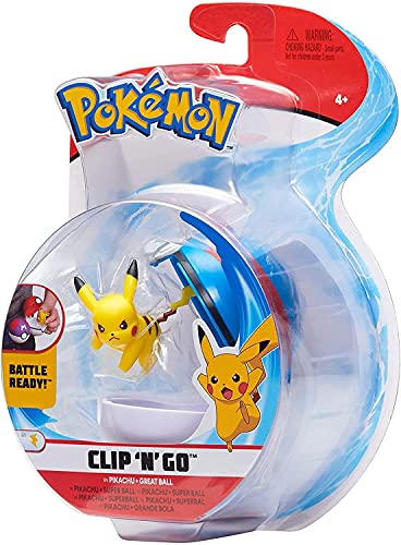 Pokémon Clip 'N' Go Pikachu y Poké Ball, Contiene 1 Figura y 1 Poké Ball, New Wave 2021, con Licencia Oficial