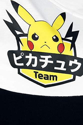Pokemon Pikachu - Team Pika Mujer Camiseta Negro/Blanco/Amarillo M, 100% algodón, Regular