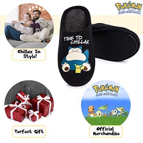 Pokemon Zapatillas de Estar En Casa Hombre Diseño Snorlax y Pikachu, Merchandising Oficial Pokemon, Zapatilla Invierno Suela Goma Dura Interior Exterior, Regalos para Hombres Padres (40/41 EU)