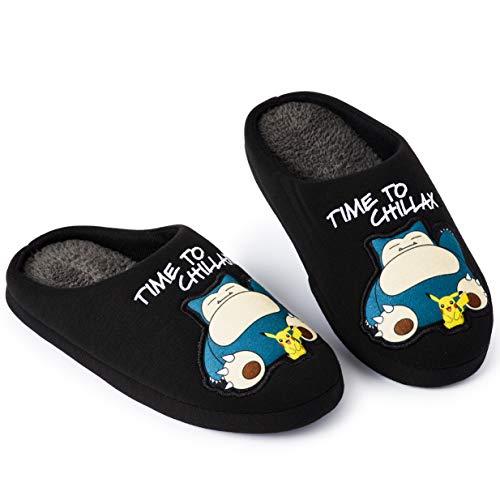 Pokemon Zapatillas de Estar En Casa Hombre Diseño Snorlax y Pikachu, Merchandising Oficial Pokemon, Zapatilla Invierno Suela Goma Dura Interior Exterior, Regalos para Hombres Padres (40/41 EU)