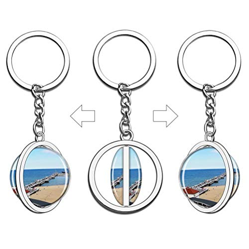 Poland Sopot - Llavero de playa con forma de souvenir de cristal, metal y acero inoxidable, regalo de viaje para ciudades