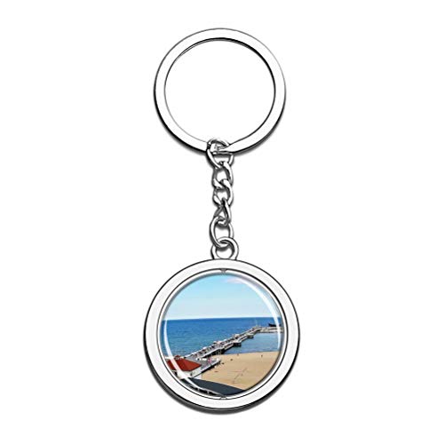 Poland Sopot - Llavero de playa con forma de souvenir de cristal, metal y acero inoxidable, regalo de viaje para ciudades