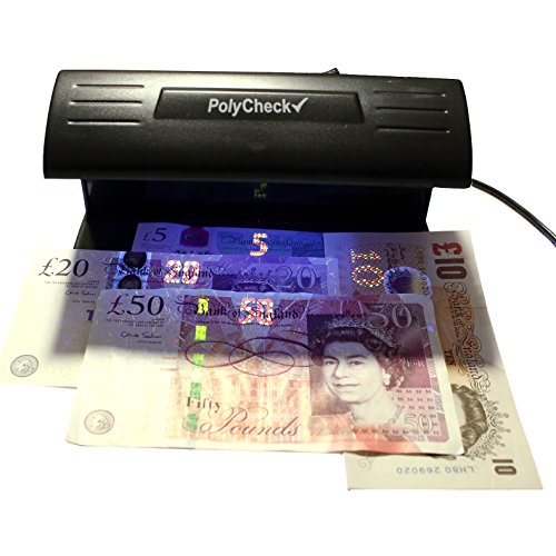 PolyCheck Detector de billetes falsos UV 2 en 1 con 2 bombillas DuraBulb de repuesto