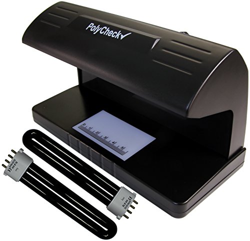 PolyCheck Detector de billetes falsos UV 2 en 1 con 2 bombillas DuraBulb de repuesto