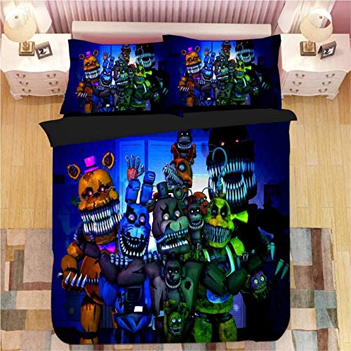 POMJK Five Nights at Freddy's - Juego de cama (3 piezas, 1 funda nórdica y 2 fundas de almohada (A02, King220 x 240 cm + 80 x 80 cm)