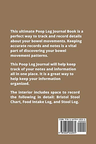 Poop Log: Bowel Movement Health Tracker, Daily Record & Track, Journal, Food Intake Diary Notebook, Poo Logbook, Bristol Stool Chart, Book