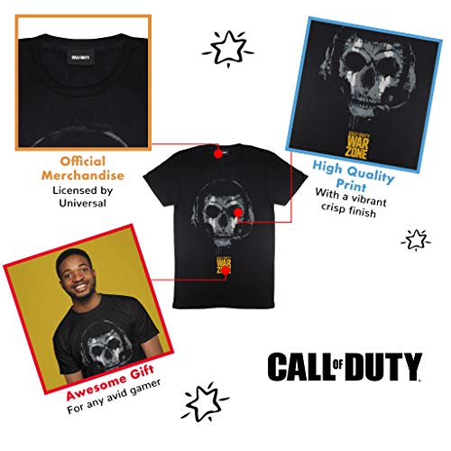 Popgear Call of Duty Zona de Guerra Auriculares cráneo Camiseta para Hombre Negro M