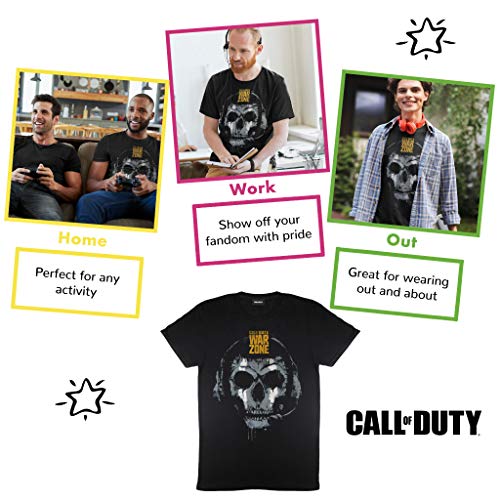 Popgear Call of Duty Zona de Guerra Auriculares cráneo Camiseta para Hombre Negro M