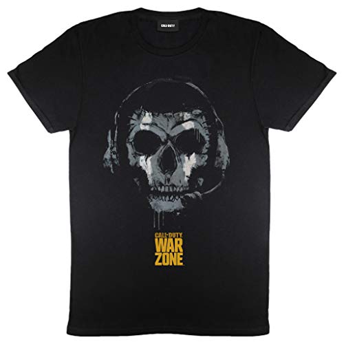 Popgear Call of Duty Zona de Guerra Auriculares cráneo Camiseta para Hombre Negro XL
