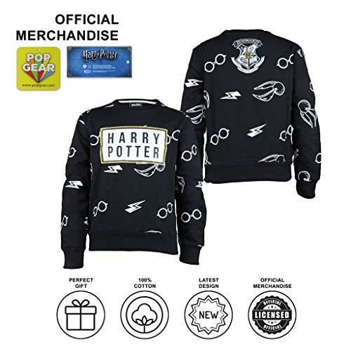 Popgear Crewneck Sweatshirt Sudadera, Negro, 10-11 Años para Niños