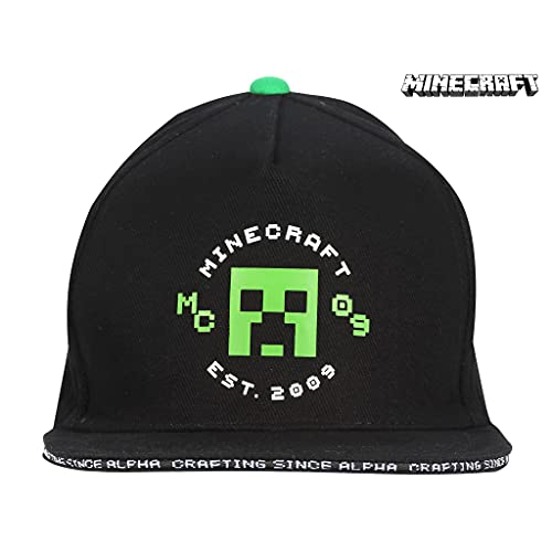 Popgear Minecraft Creeper EST 2009 Boys Baseball Cap | Official Merchandise Gorras de béisbol, Negro, Talla única para Niños