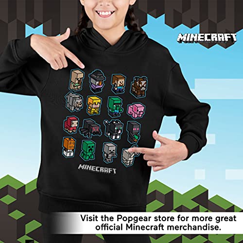 Popgear Minecraft Mini Mobs Boys Pullover Hoodie Black Sudadera con Capucha, 9-10 Years para Niñas