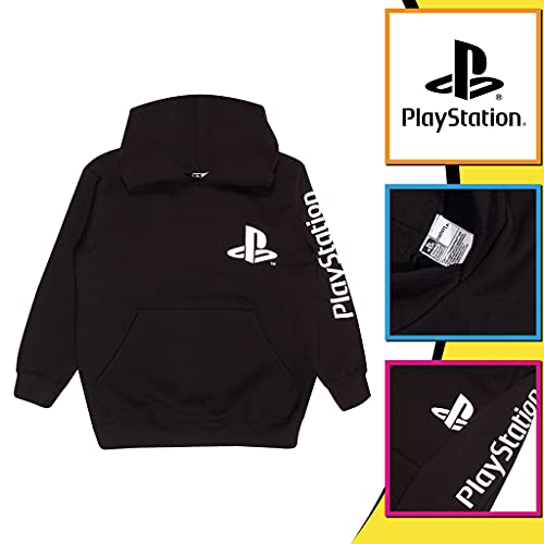 Popgear Playstation PS Logo Girls Pullover Hoodie Black Sudadera con Capucha, 7-8 Years para Niñas