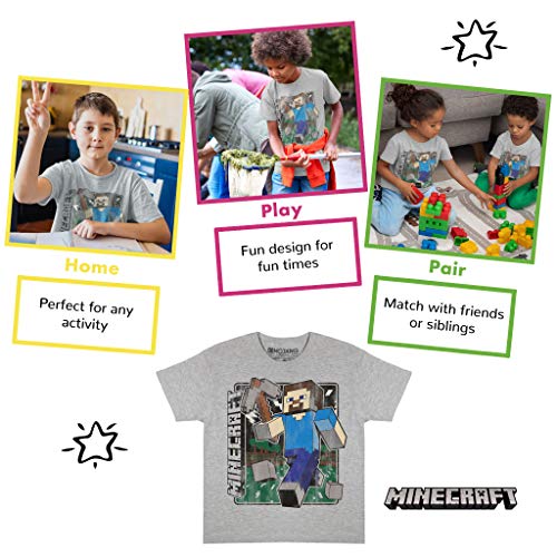 Popgear T-Shirt Camiseta, Cuero Gris, 9-10 Años para Niños