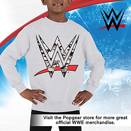 Popgear WWE Camo Logo Boys Crewneck Sweatshirt Heather Grey Sudadera, Gris, 12-13 Años para Niños