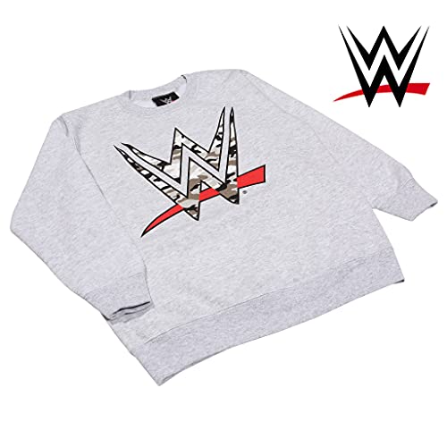Popgear WWE Camo Logo Boys Crewneck Sweatshirt Heather Grey Sudadera, Gris, 12-13 Años para Niños