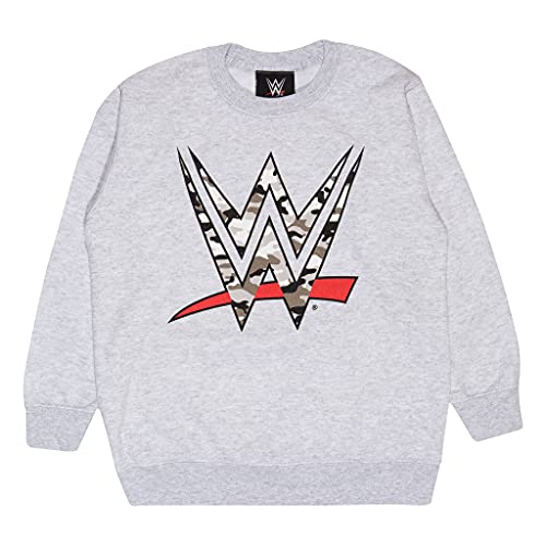 Popgear WWE Camo Logo Boys Crewneck Sweatshirt Heather Grey Sudadera, Gris, 12-13 Años para Niños