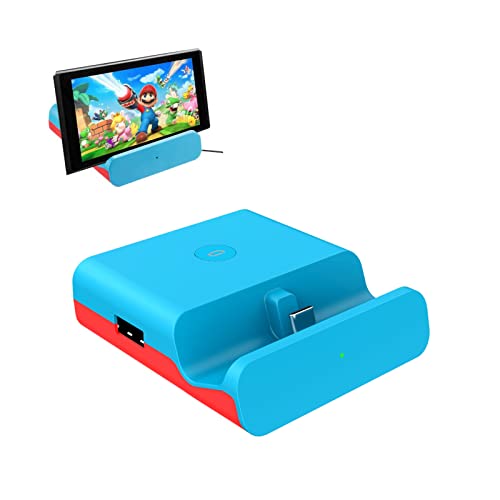 porcyco Switch TV Dock Soporte de Carga Portátil para Nintendo Switch Switch Compacto a Adaptador Hdmi Puerto de Entrada de Alimentación USB C Puerto USB 3. 0 Y Hdmi-Blue