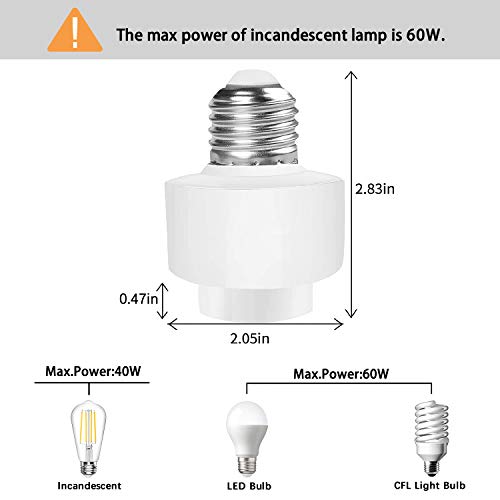 Portalámparas WiFi Inteligente 3 Piezas Adaptador Inalámbrico Adaptador de Bombilla E27, Control de Grupo, Control Remoto, Funciona con Alexa y el Asistente de Google