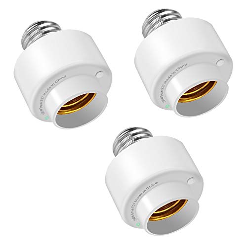 Portalámparas WiFi Inteligente 3 Piezas Adaptador Inalámbrico Adaptador de Bombilla E27, Control de Grupo, Control Remoto, Funciona con Alexa y el Asistente de Google