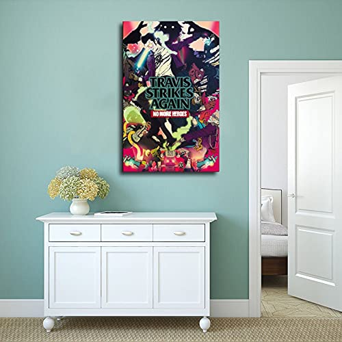 Póster de juego Travis Strikes Again No More Heroes 2019 en lienzo para decoración de pared, para sala de estar, dormitorio, marco de decoración de 60 x 90 cm
