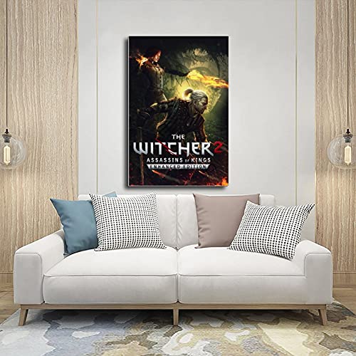 Póster de The Witcher 2 Assassins of Kings Game Cover Posters en lienzo para decoración de sala de estar, dormitorio, estilo Unframe-style124 × 36 pulgadas (60 × 90 cm)