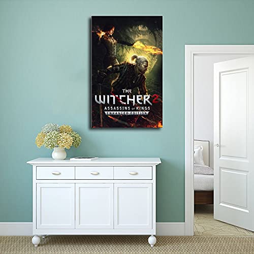 Póster de The Witcher 2 Assassins of Kings Game Cover Posters en lienzo para decoración de sala de estar, dormitorio, estilo Unframe-style124 × 36 pulgadas (60 × 90 cm)