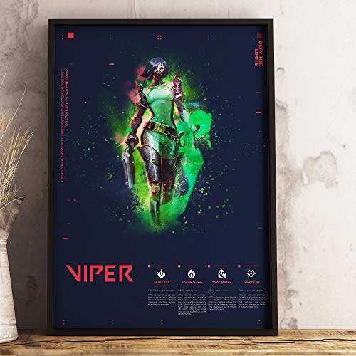 Póster de videojuegos A3 Valorant Viper Poster – Papel Premium 190GSM – Impresión Ultra HD – Fácil de enmarcar – Ideal para sala de juegos, cueva de hombre, entusiastas del juego