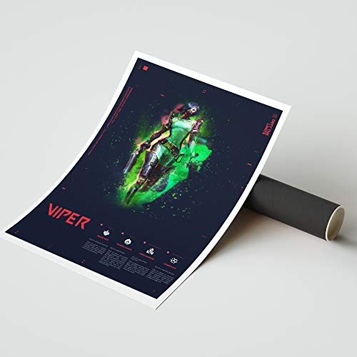 Póster de videojuegos A3 Valorant Viper Poster – Papel Premium 190GSM – Impresión Ultra HD – Fácil de enmarcar – Ideal para sala de juegos, cueva de hombre, entusiastas del juego