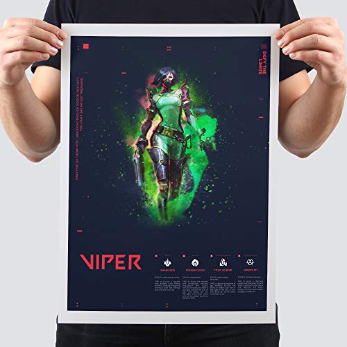 Póster de videojuegos A3 Valorant Viper Poster – Papel Premium 190GSM – Impresión Ultra HD – Fácil de enmarcar – Ideal para sala de juegos, cueva de hombre, entusiastas del juego