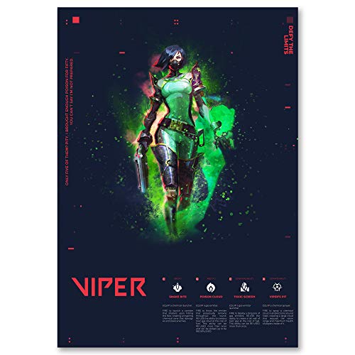 Póster de videojuegos A3 Valorant Viper Poster – Papel Premium 190GSM – Impresión Ultra HD – Fácil de enmarcar – Ideal para sala de juegos, cueva de hombre, entusiastas del juego