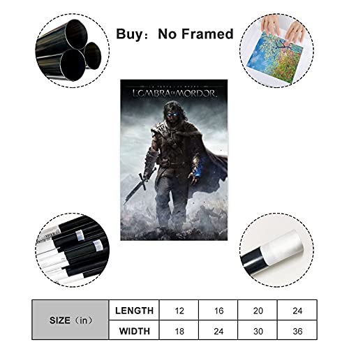 Póster popular de la Tierra Media Shadow of Mordor, 2 póster de lona para decoración de pared, para sala de estar, dormitorio, decoración de 30 x 45 cm