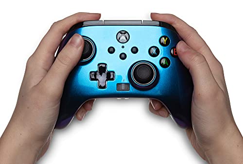 Power A - Mando con cable, salida de audio y botones programable, azul brillante Nebula (Xbox One, Xbox serie X y Windows 10)