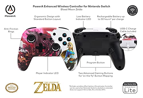 Power A - Mando inalámbrico blanco Blood moon Zelda para Nintendo Switch y Nintendo Switch lite (Nintendo Switch)