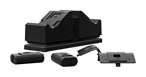 PowerA Base de Carga Dual para Mandos Inalámbricos de Xbox X|S y Xbox One, 1 Estación de Carga para Mandos con Indicadores de Luz LED de varios colores, 2 Packs de Baterías Recargables – Negro