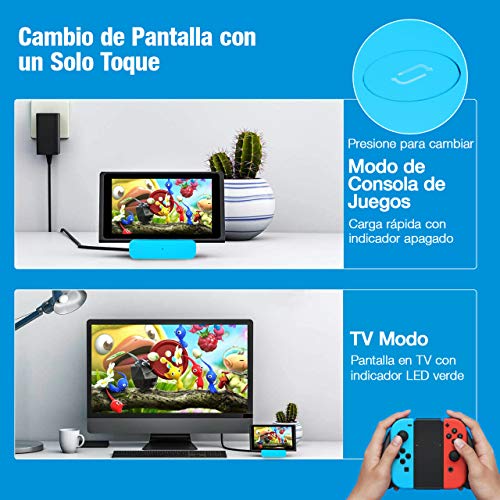 Powerextra Base de Carga para Nintendo Switch, Modo Dual Convertidor TV y Switch Base Portatil con Puerto 4K HDMI Adaptador, Type-C, USB 3.0 y 2.0 (Azul)