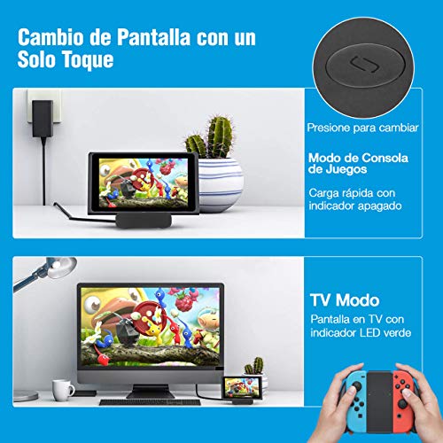 Powerextra Base de Carga para Nintendo Switch, Modo Dual Convertidor TV y Switch Base Portatil con Puerto 4K HDMI Adaptador, Type-C, USB 3.0 y 2.0 (Negro)