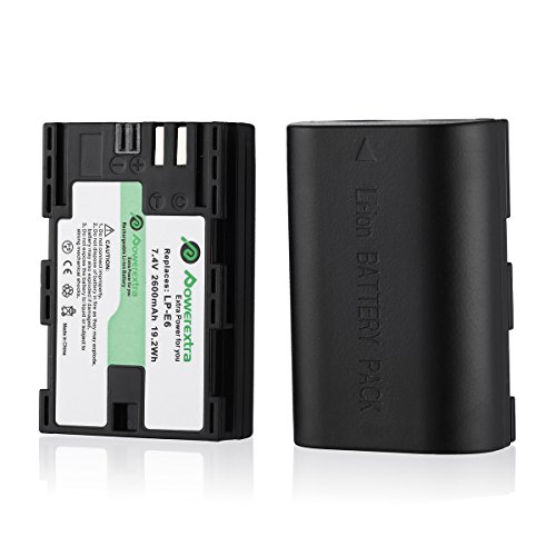 Powerextra Batería de Repuesto para Canon LP-E6 y LP-E6N con Cargador Pantalla LCD USB para Canon EOS 80D 6D 7D 70D 60D 5D Mark III 5D Mark II BG-E14 BG-E11 BG-E9 BG-E7 LC-E6 BG-E6