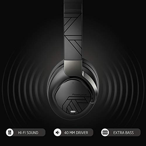 PowerLocus Auriculares con Active Cancelación de Ruido, Auriculares Bluetooth con Diadema, 70h de música, Auriculares Inalámbricos, Cascos Plegable, con Alta Fidelidad y Graves Profundos, Micrófono