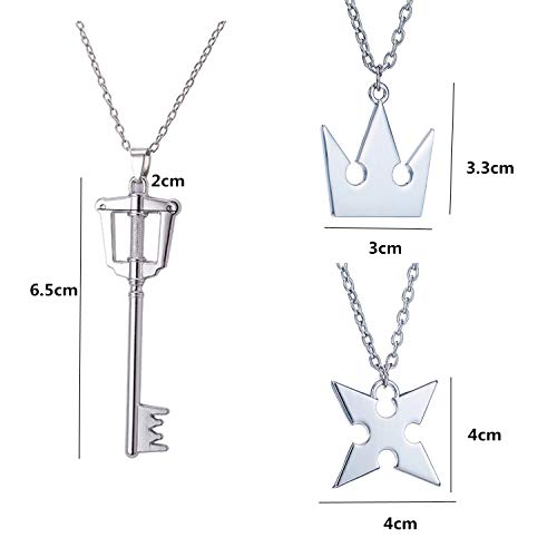 PPX 3 Piezas Corazones del Reino de Sora Corona y Cruz Collares Animado Cosplay Figura Colgante de Roxas para Aficionados